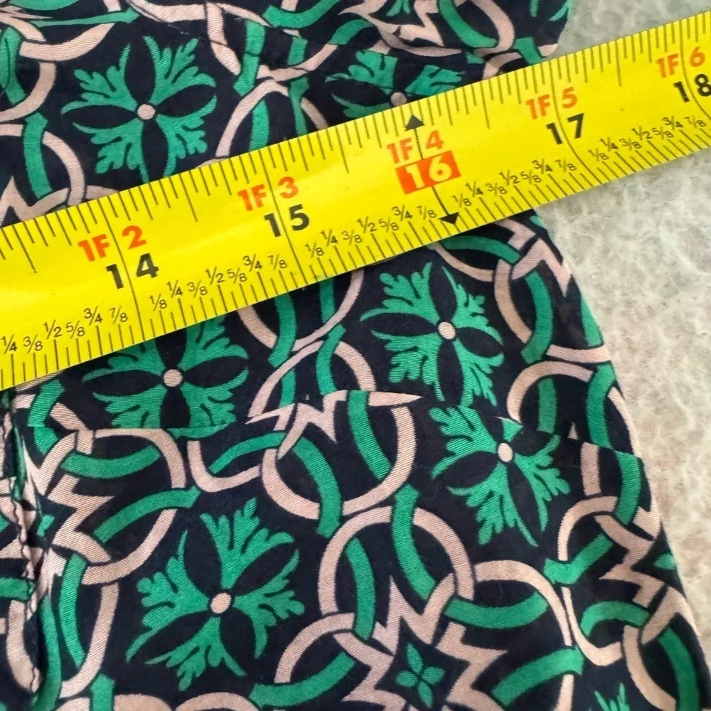 J.Crew Navy, Green & Pink Patterned Blouse OO